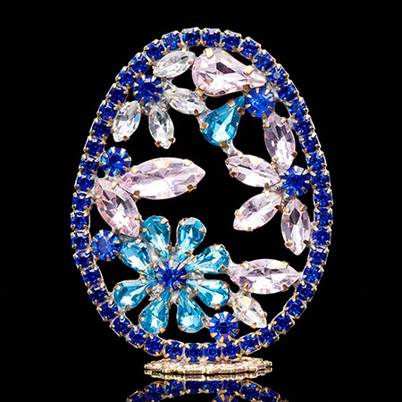 Vintage Easter egg from blue colored rhinestone crystal.