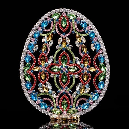 Rhinestone Easter egg in festive colored crystal. 