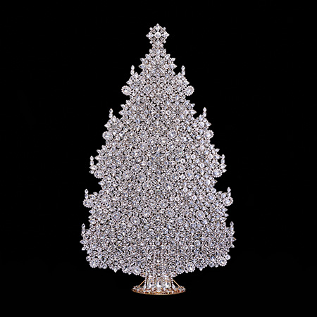 Huge vintage Christmas tree from festive clear rhinestones