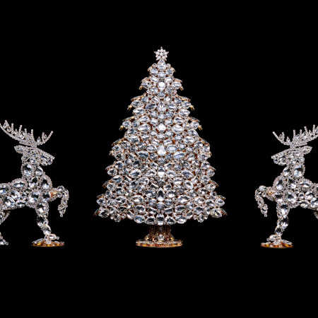 Czech handmade set of 3D Christmas Tree and twoo reindeers.