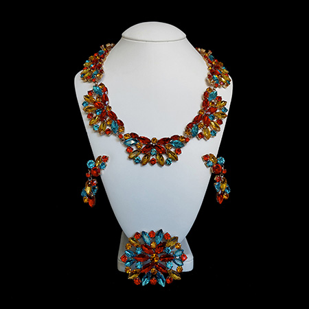 Handcrafted earrings and necklace set Fantaisie - multicolor.