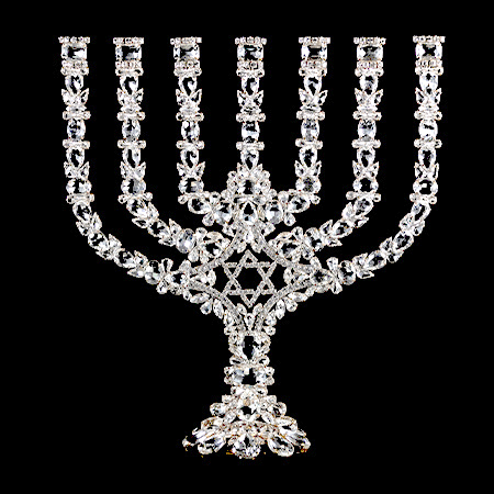 Double-sided menorah from crystal  rhinestones