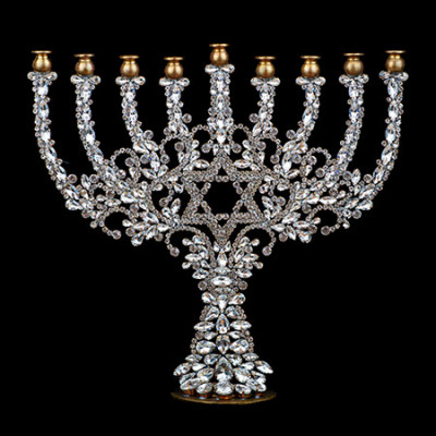 Rhinestone 9 branch menorah candle holder.