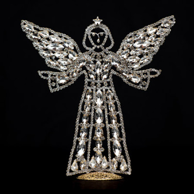 Rhinestone angel decorative figurine with crystal sparkle.