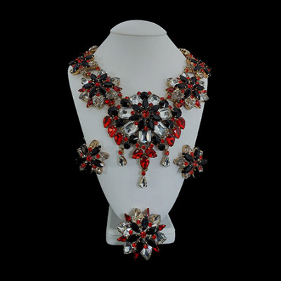 Vibrant multicolor earrings, brooche and necklace set Blossom
