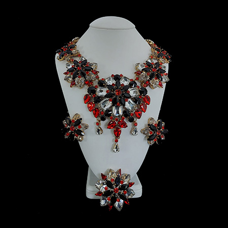 Vibrant multicolor earrings, brooche and necklace set Blossom