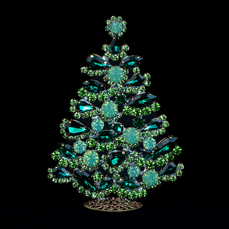 Radiant crystal Christmas tree with green rhinestones