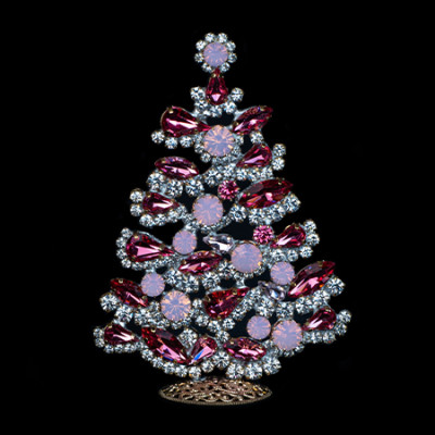 Radiant crystal Christmas tree with pink and clear rhinestones