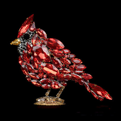 Red rhinestone cardinal left facing.