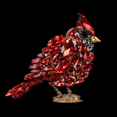 Red rhinestone cardinal right facing.