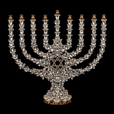 Rhinestone 9 branch menorah candle stand.