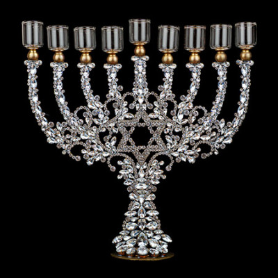 Rhinestone 9 branch oil cup menorah.
