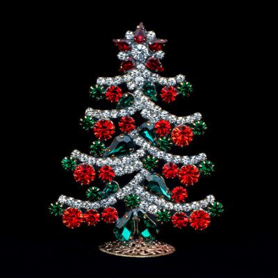Elegant sparkling crystal Christmas tree in festive colors