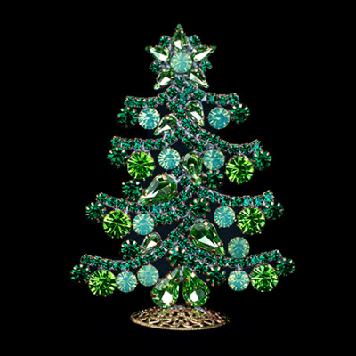 Elegant, sparkling green crystal Christmas tree