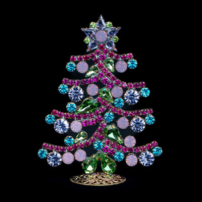 Elegant, sparkling crystal Christmas tree in pastel crystal