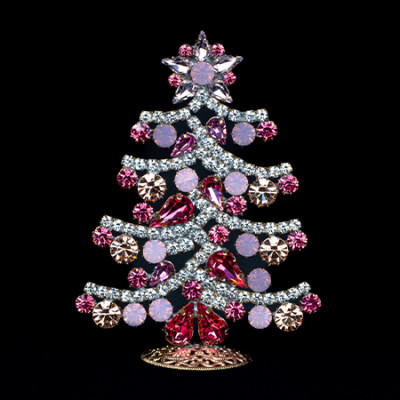Sparkling crystal Christmas tree in rose and clear crystal