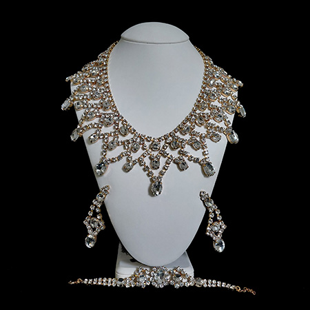 Crystal clear luxury designer necklace, bracelet and earrings