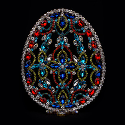 Czech Rhinestone Easter Egg with Multicoloured Crystals. 