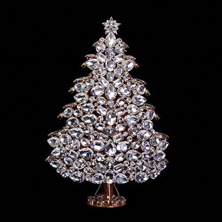 3D Christmas tree handcrafted from crystal clear rhinestones.