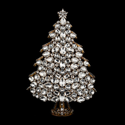 3D Christmas tree handcrafted from crystal clear rhinestones.