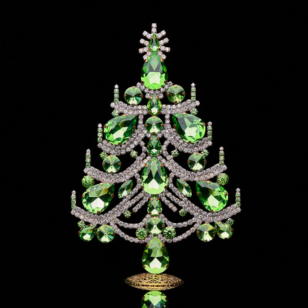 Charming Christmas tree handcrafted with green rhinestones