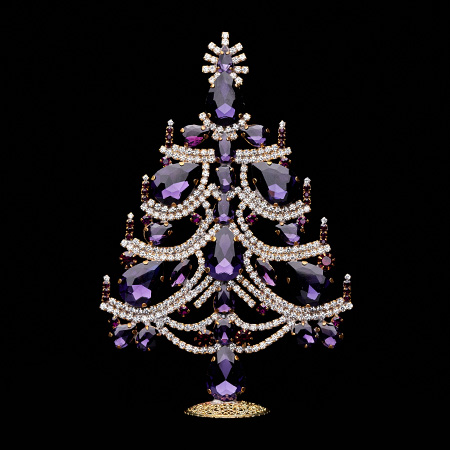 Charming Christmas tree handcrafted with purple rhinestones