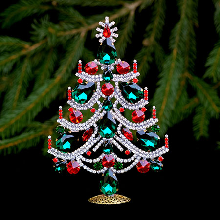 Handcrafted Charming Xmas tree - with Christmas crystals ornaments.