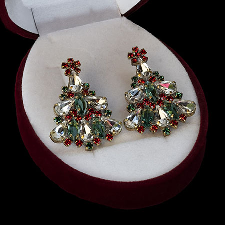 Rhinestone Christmas Earrings LUXURY CZECH JEWELRY
