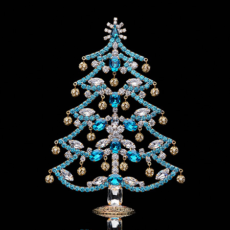 Crystalline Christmas tree decorated from aqua rhinestones