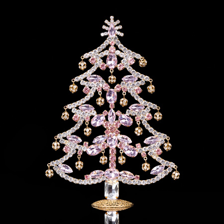 Crystalline Christmas tree decorated from pink rhinestones