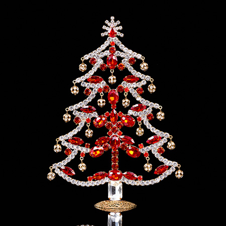 Crystalline Christmas tree decorated from red rhinestones