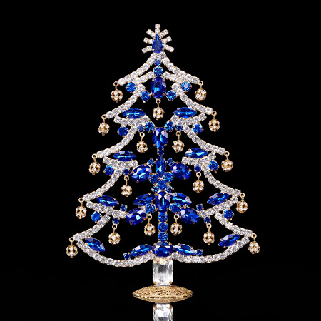 Crystalline Christmas tree decorated from blue rhinestones