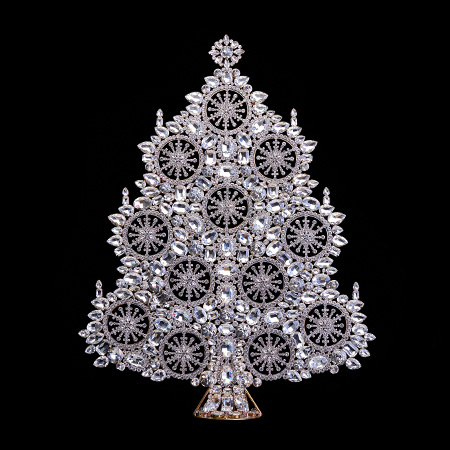 Beautiful handmade table top Christmas tree from clear crystals