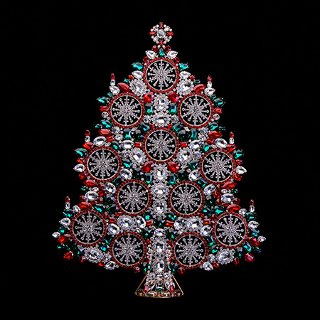 Beautiful handmade table top Christmas tree from colored crystals