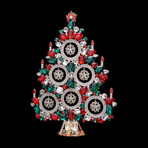 Colored Christmas Tree with Clear Snowflakes