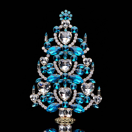 Handmade Christmas tree with aqua crystal.