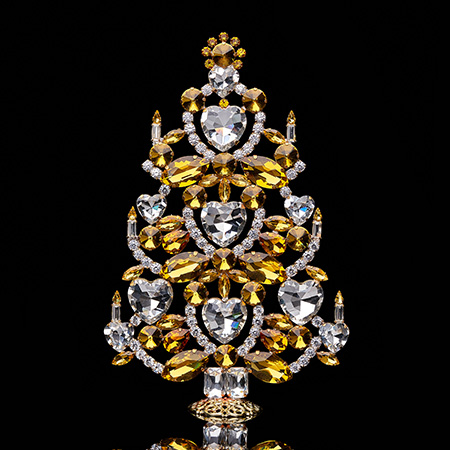 Handmade Christmas tree with yellow crystal.