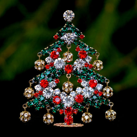 Dainty dazzling Xmas tree, handcrafted decoration ornaments.