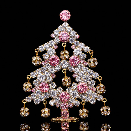 Dazzling Christmas tree handcrafted with pink rhinestones