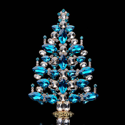 Czech Christmas tree - clear and Aqua crystals