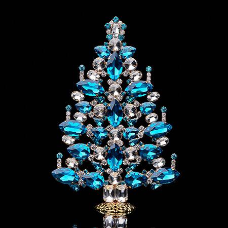 Czech Christmas tree - clear and Aqua crystals