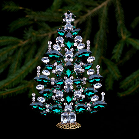 Czech Christmas tree - clear and Emerald crystals.