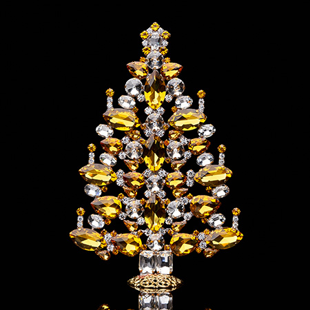 Czech Christmas tree - clear and Topaz crystals