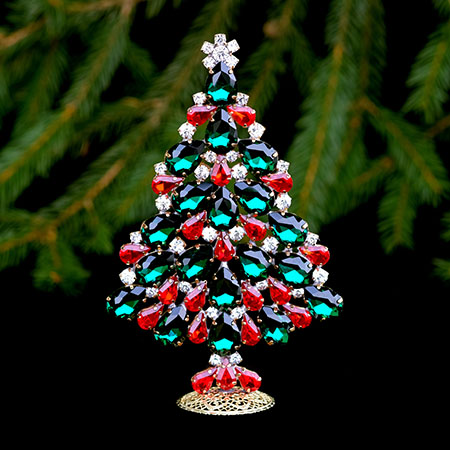 Crystal Xmas tree - handcrafted tabletop Christmas ornaments.