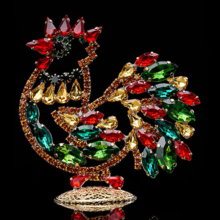 Multi-colored rhinestone Easter rooster, Easter decoration.