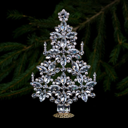 Elegant Czech Xmas tree, handcrafted with glass ornaments.