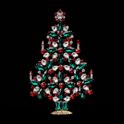 Elegant Czech Xmas tree, handcrafted with glass ornaments.