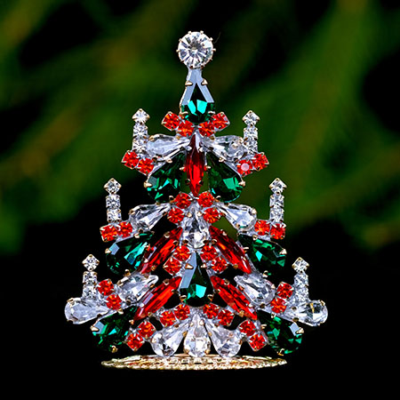 Festive cheer tree, handcrafted jewelry Christmas ornament.