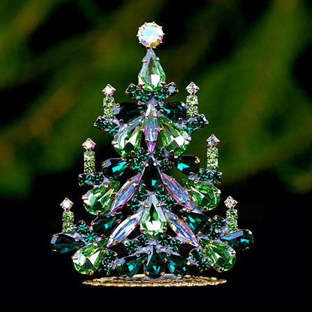 Festive cheer tree, handcrafted jewelry Christmas ornament.