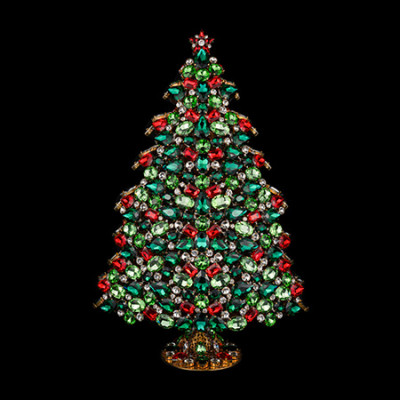 Handcrafted unique 3D design Christmas tree - festive color.